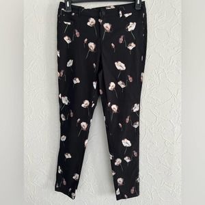 JULES & LEOPOLD FLORAL BLACK DRESS PANTS RAYON SPANDEX SIZE MEDIUN NICE